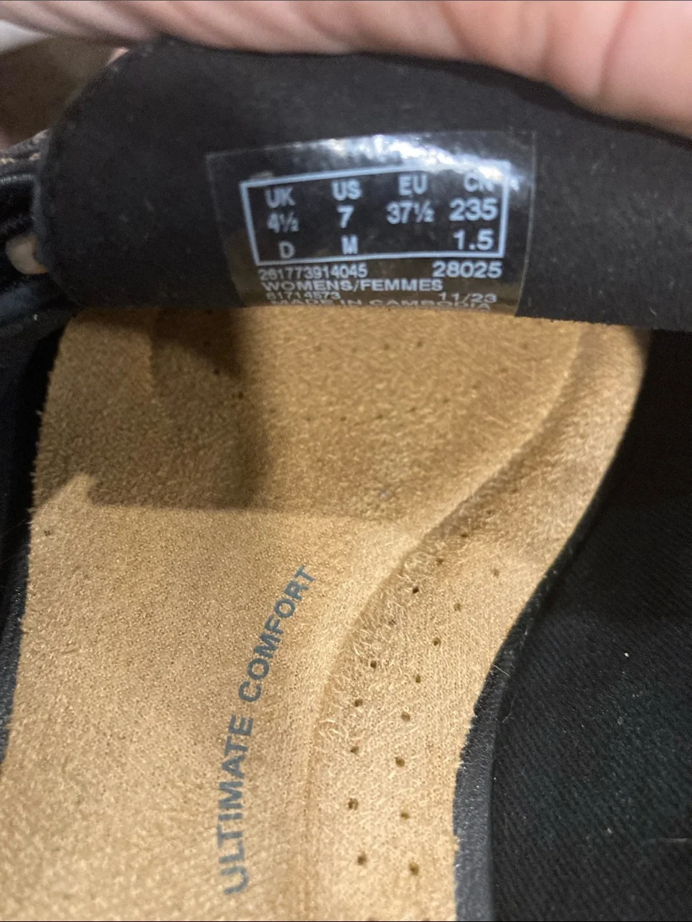 Clarks Black Leather Buckle Mule Flats